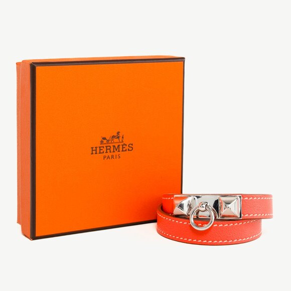 Hermes Rivale Double Tour Sanguine Swift Leather Bracelet - Picture 1 of 7